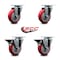 Service Caster 4'' Red Poly Wheel Swivel Top Plate Caster Set with 2 Posi Brakes, 4PK SCC-20S414-PPUB-RED-2-PLB-2 - alternate 5